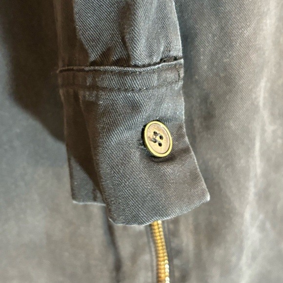 SMASH + TESS Sz M Zipper Jumpsuit 100% Tencel Pockets Collar in Barely Black - Picture 8 of 13